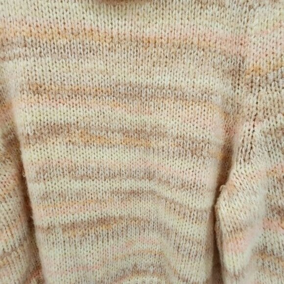 Womens Peach Pink Striped Long Sleeve Cropped And Wide Sweater - Review Measures - Picture 11 of 12